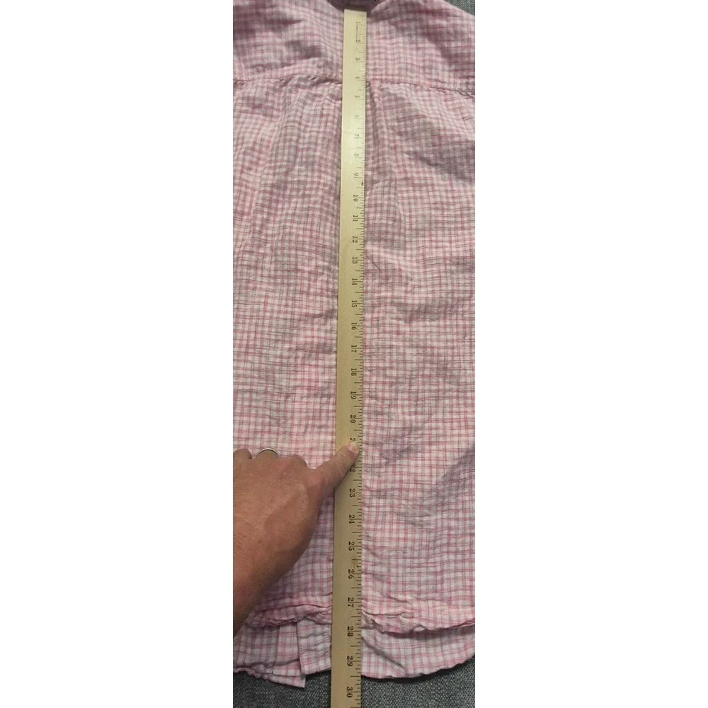 Tommy Bahama men's pink white checker short sleeve button‎ up XL Linen Blend